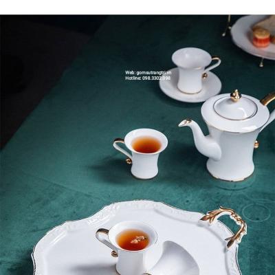 BỘ ẤM TÁCH TRÀ VIỀN VÀNG KÈM KHAY